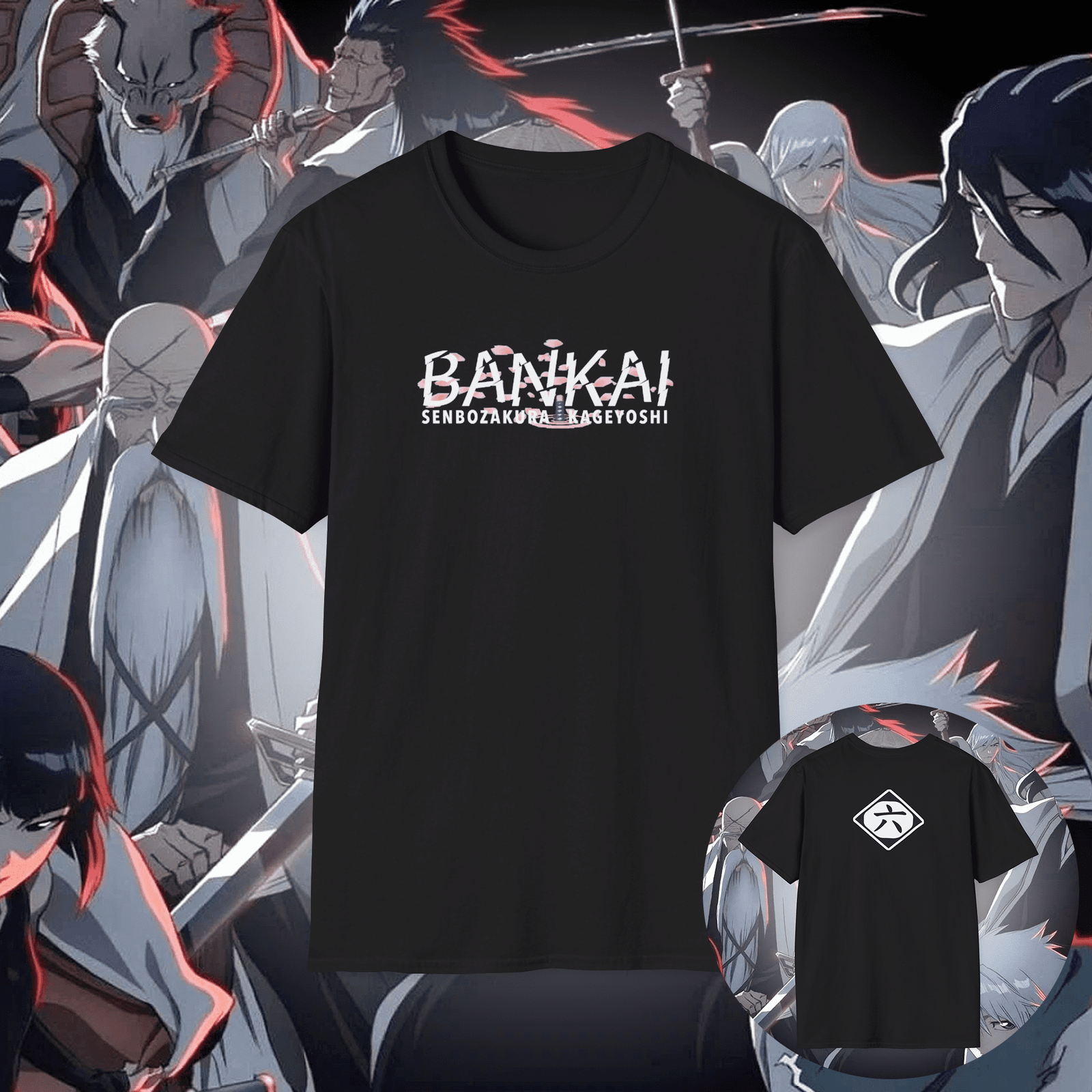 Byakuya Kuchiki Bankai Unisex T-Shirt Black (Senbonzakura Kageyoshi)