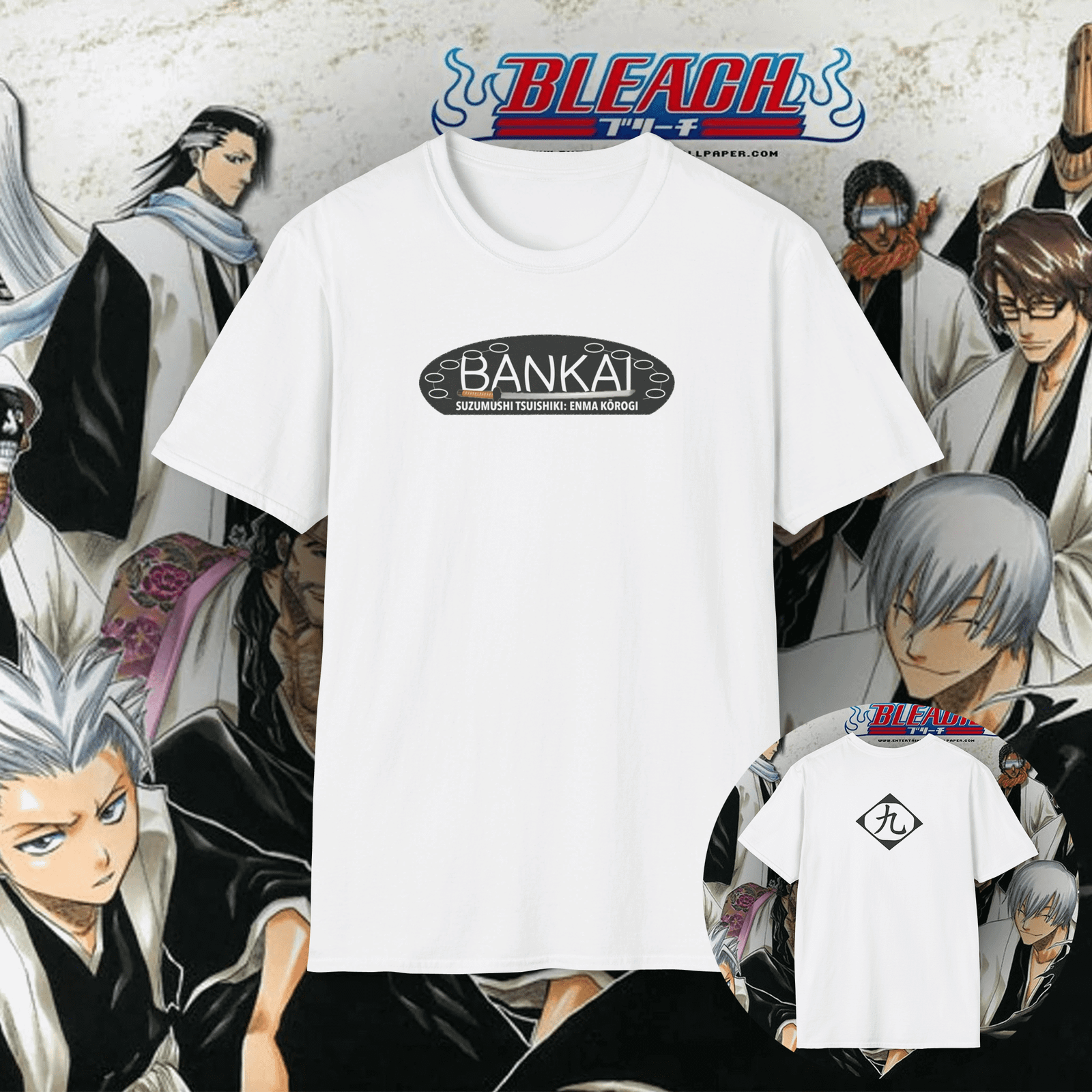 Kaname Tōsen Bankai Unisex T-Shirt White (Suzumushi Tsuishiki: Enma Kōrogi)