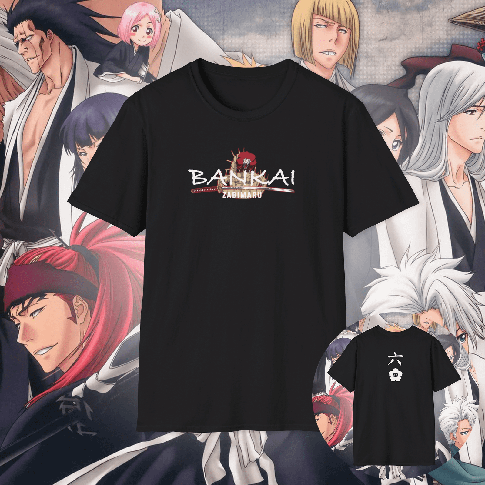 Renji Abarai First Bankai Unisex T-Shirt Black (Zabimaru)