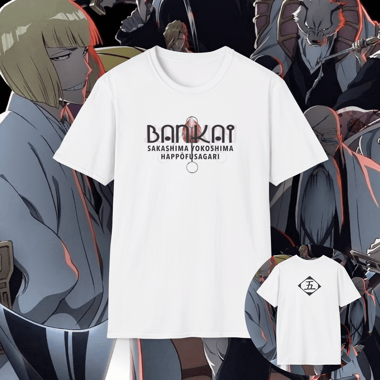 Shinji Hurako Bankai Unisex T-Shirt White (Sakashima Yokoshima Happōfusagari)