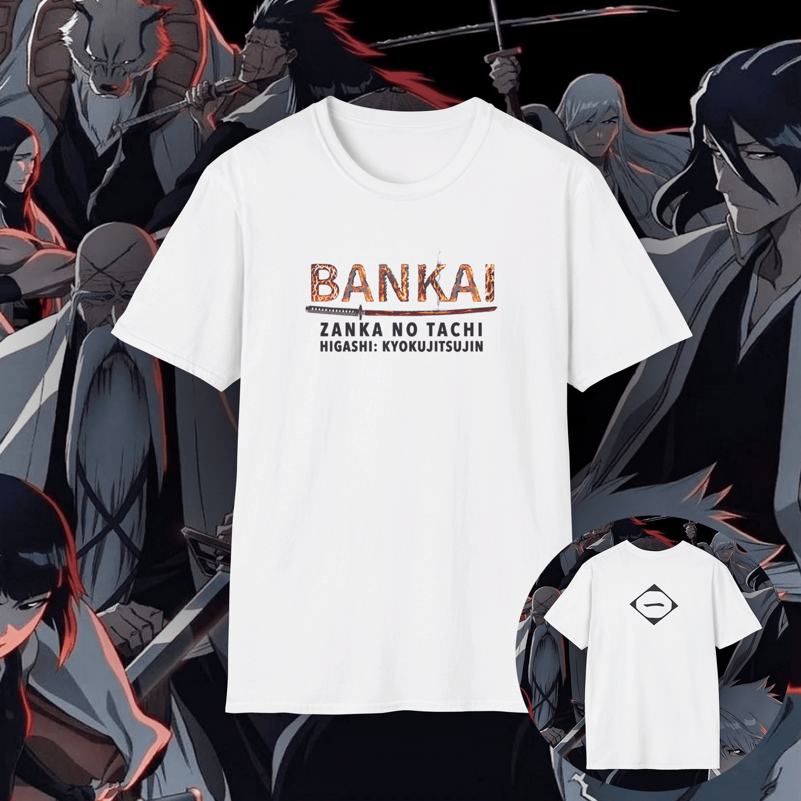 Genryūsai Yamamoto Bankai Unisex T-Shirt White (Zanka no Tachi, Higashi: Kyokujitsujin - East)