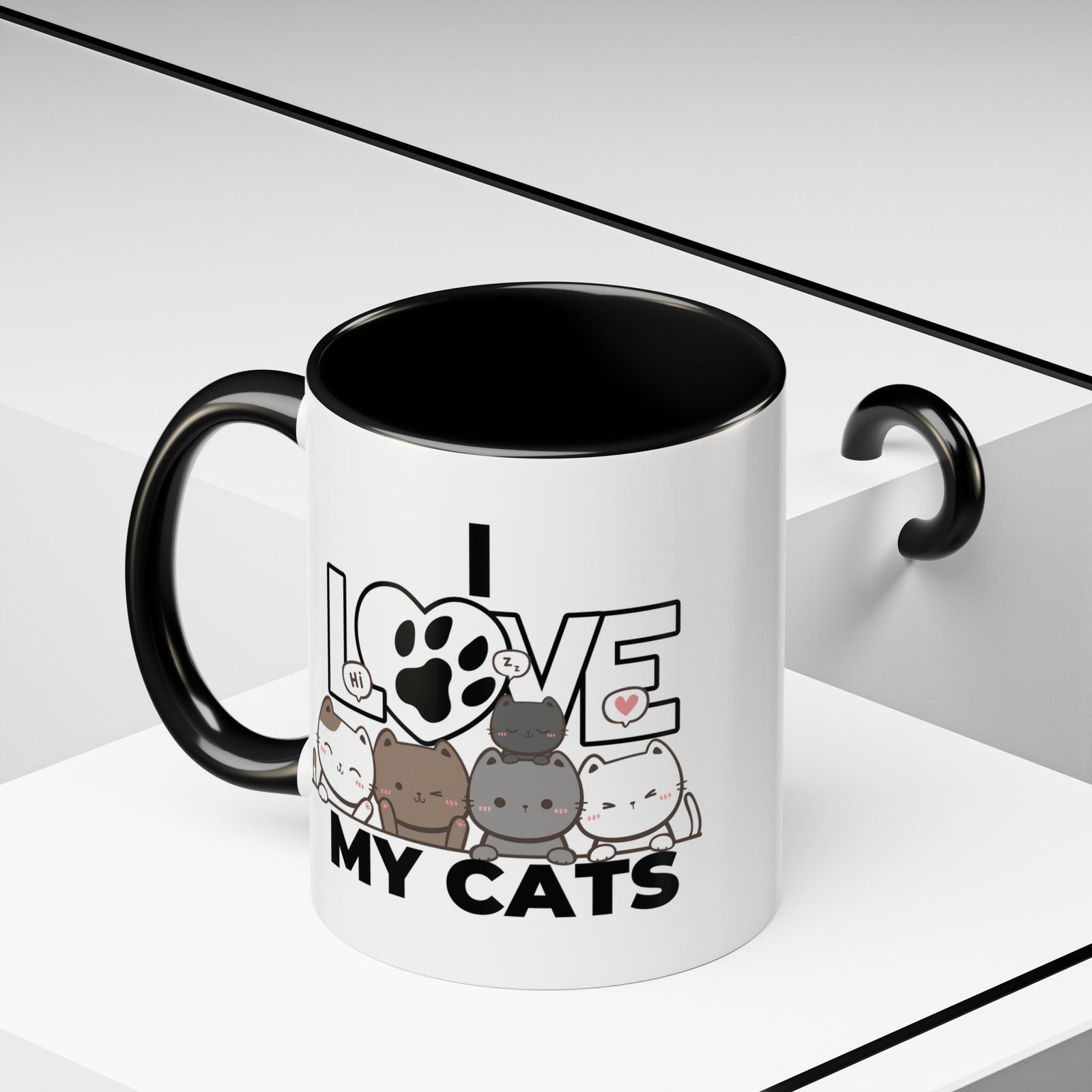 I Love My Cats Accent Coffee Mug (11, 15oz)