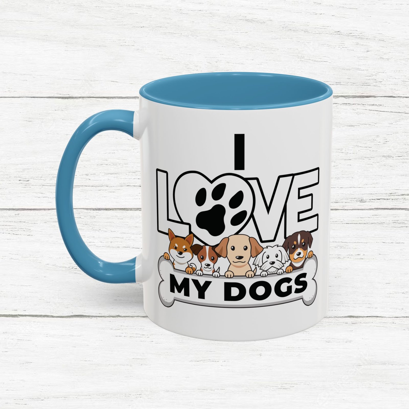 I Love My Dogs Accent Coffee Mug (11, 15oz)