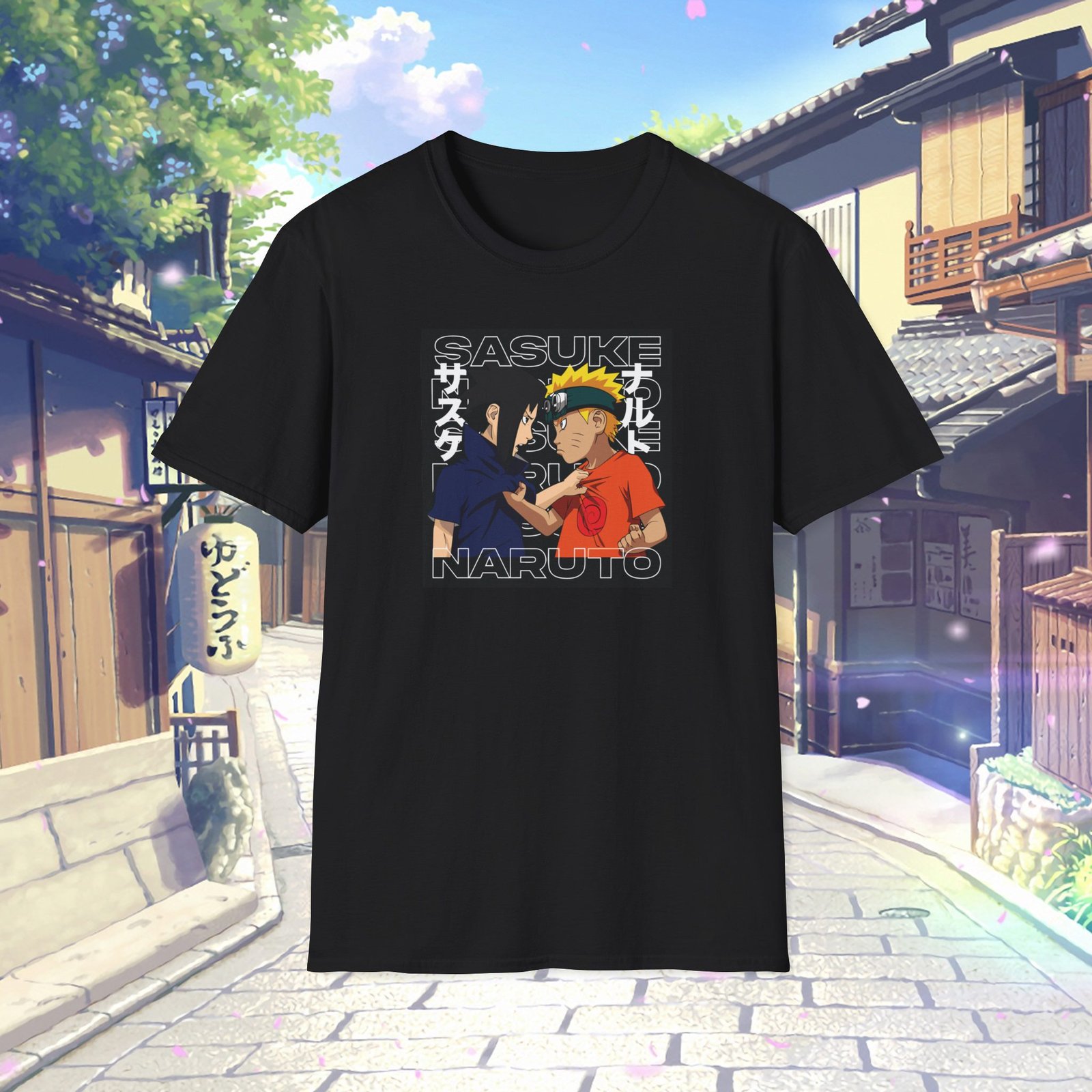 Naruto and Sasuke Unisex Black T-Shirt