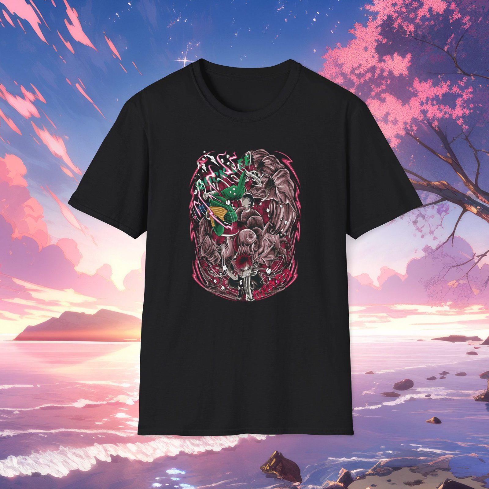 Rock Lee VS Gaara Unisex Black T-Shirt