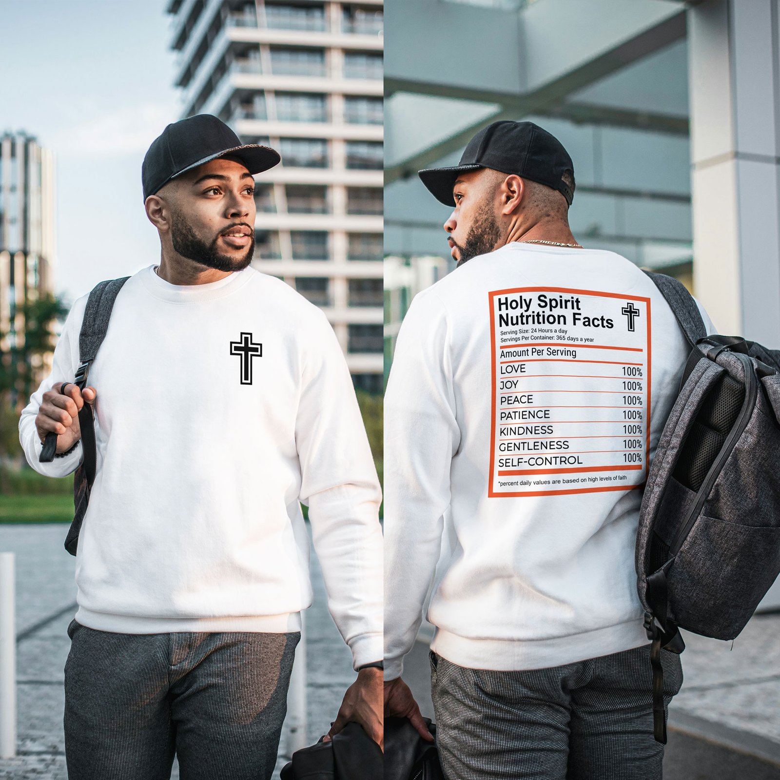 Holy Spirit Nutrition Facts Unisex Heavy Blend™ Crewneck Sweatshirt
