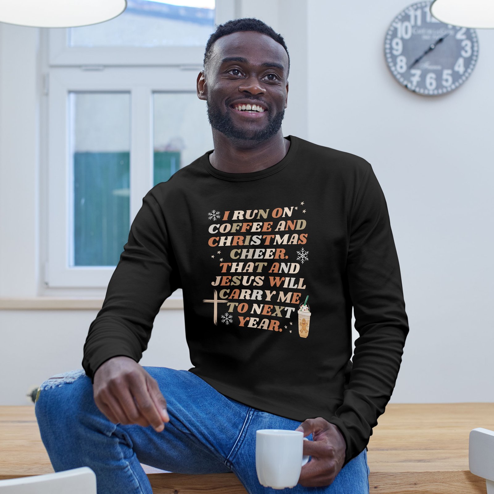 Jesus, Coffee, and Christmas Cheer Unisex Ultra Cotton Long Sleeve Tee