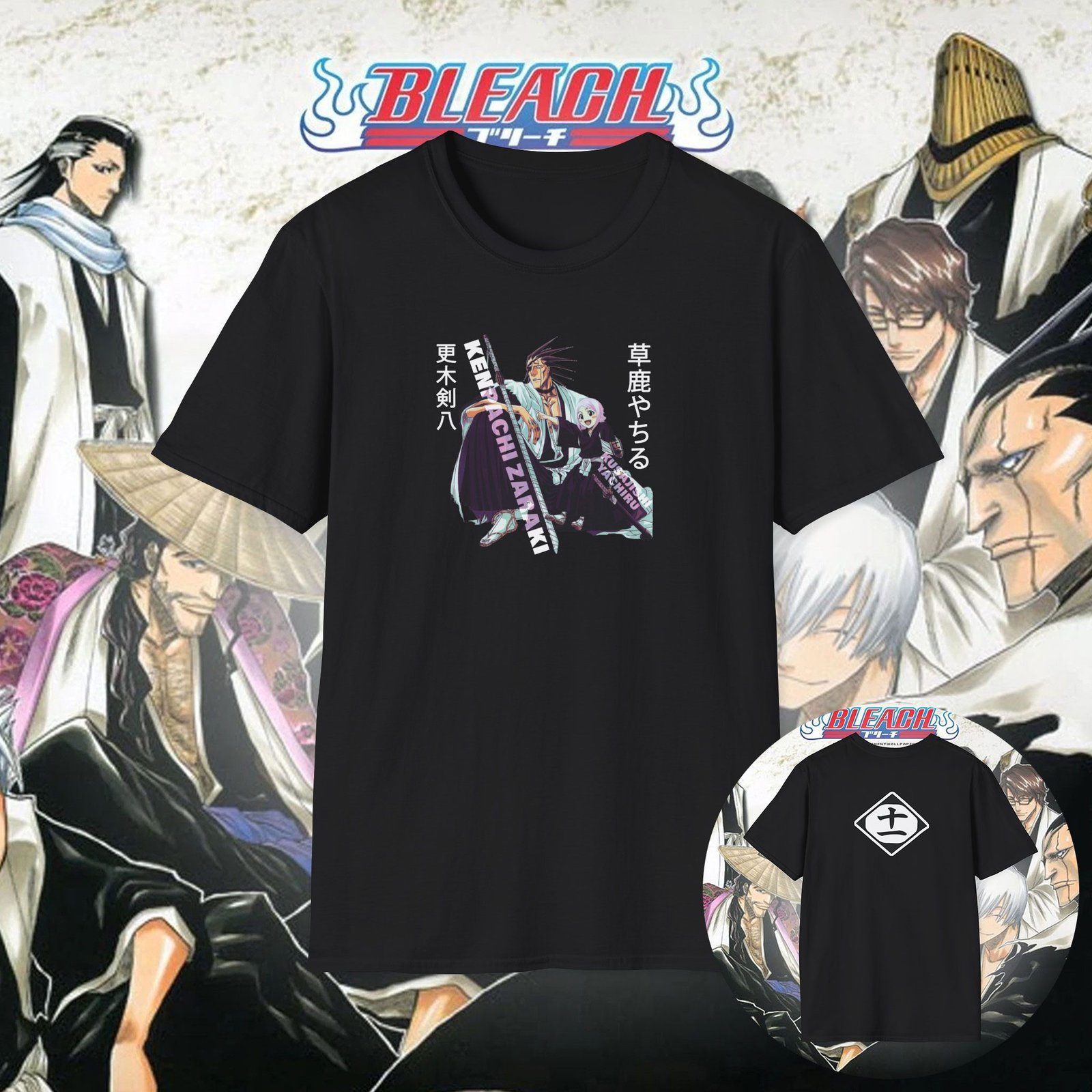 Zaraki Kenpachi and Yachiru Kusajishi Unisex T-Shirt Black