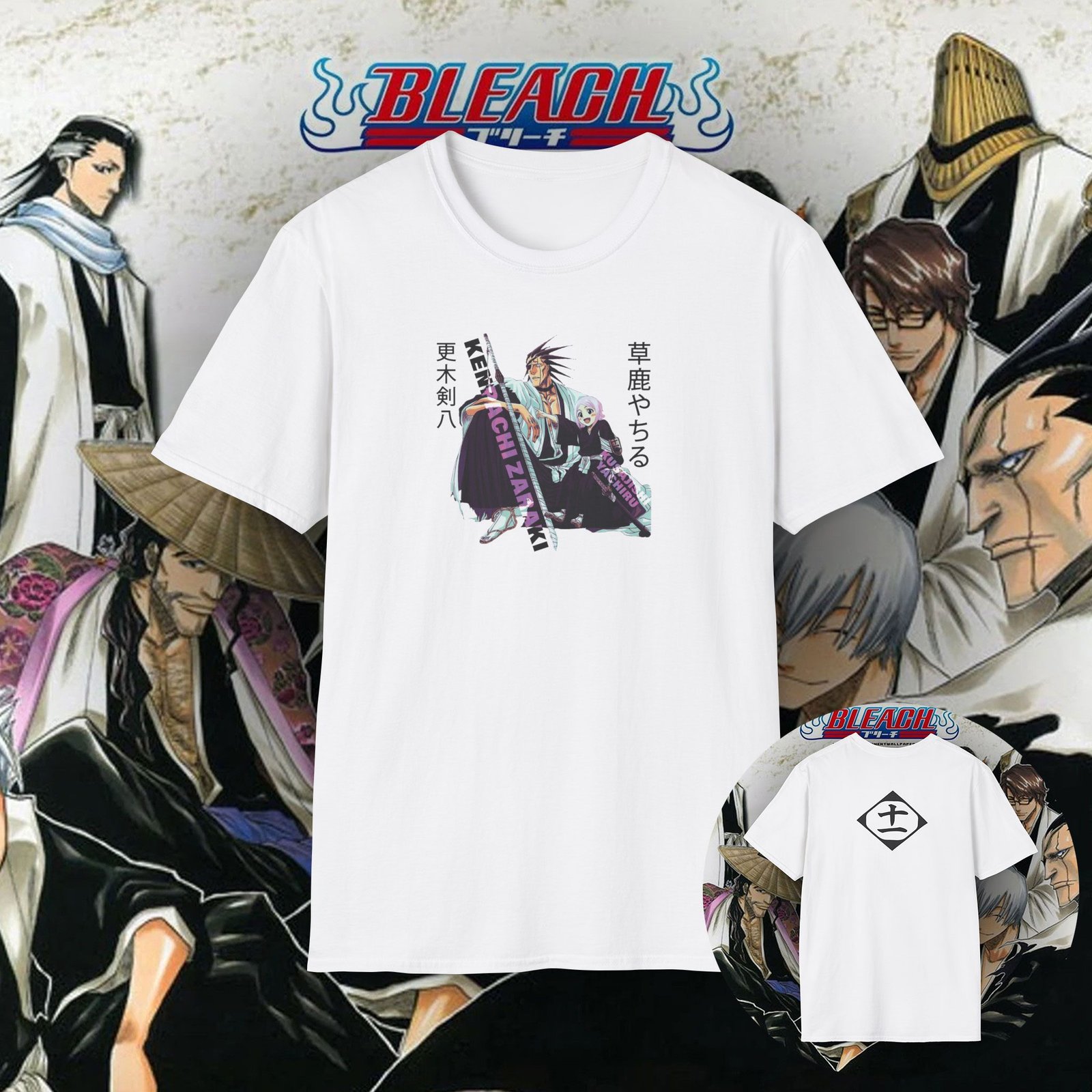 Zaraki Kenpachi and Yachiru Kusajishi Unisex T-Shirt White